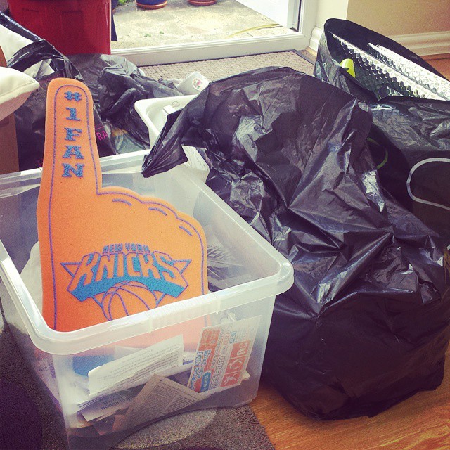 Today I learned that I'm somewhat of a hoarder. Having a massive clearout and starting to wonder why the hell I've kept a New York Knicks foam finger for 7 years.